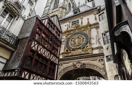 Gros Horloge (Great-Clock) in Rouen, France Royalty-Free Stock Photo #1500843563