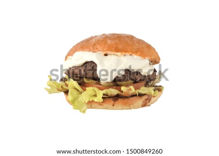 Burger isolated image on a white background of high resolution.
