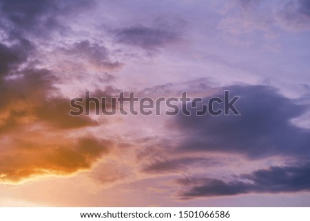 Dramatic clouds sky at sunset