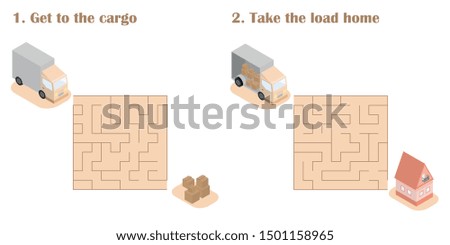 Task for the children. Labyrinth You have to go through the maze. Two tasks. Vector illustration.