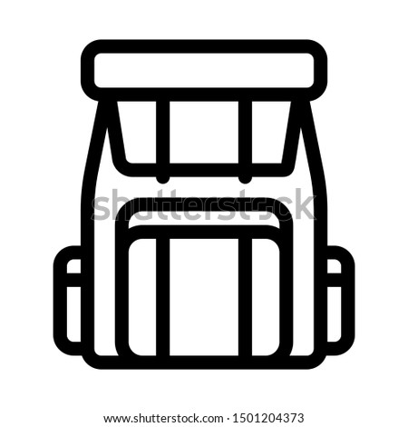Backpack Knapsack Alpinism Equipment Vector Icon Thin Line.  Contour Outline Illustration
