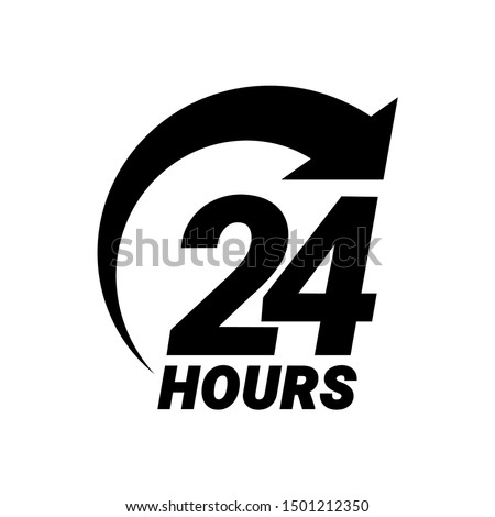 24 hours order execution or delivery service icons. Vector illustration Royalty-Free Stock Photo #1501212350