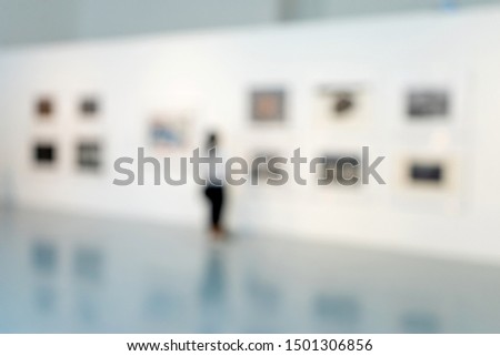 Blur or Defocus image of the lobby of a modern art center white museum room art gallery exhibition display