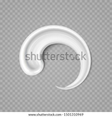 Cream texture circle stroke isolated on transparent background. Facial creme, foam, gel or body lotion skincare icon. Vector face cream cosmetic product smear swatch. Royalty-Free Stock Photo #1501310969