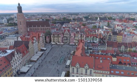 Aerial picture of Wroclaw old town market square. 