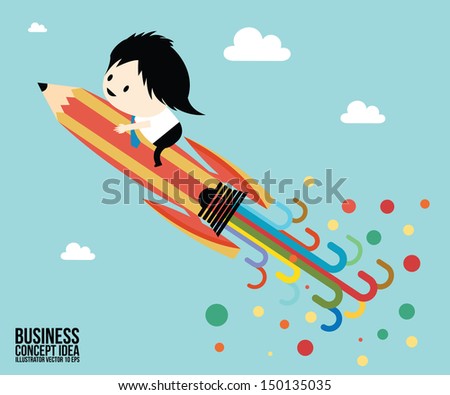 Abstract Pencil rocket concept idea, Businessman