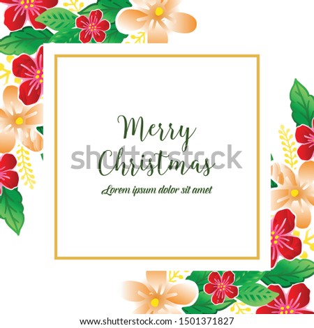 Banner or poster design merry christmas, with graphic colorful floral frame. Vector
