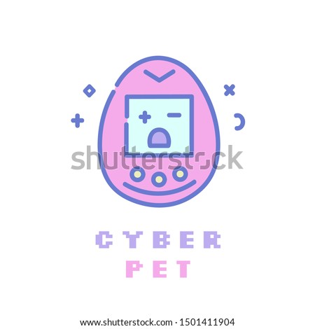 popular 90s electronic game flat line icon. Fashion gadget.Pastel goth pink girly clip art.Can be used for print as sticker ,creative card, mobile wallpaper,case,t-shirt,bag or poster
