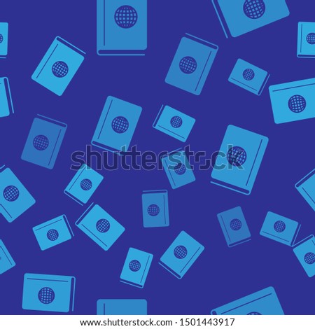 Blue Cover book travel guide icon isolated seamless pattern on blue background.  Vector Illustration