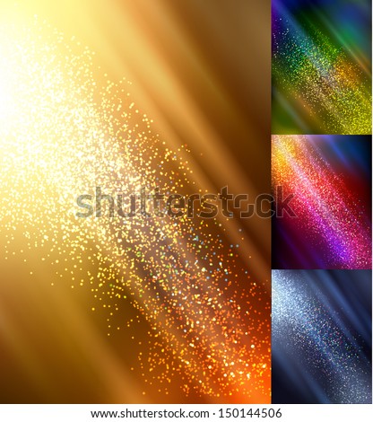 realistic autumn bokeh lights - set of vector backgrounds with all season colors Royalty-Free Stock Photo #150144506