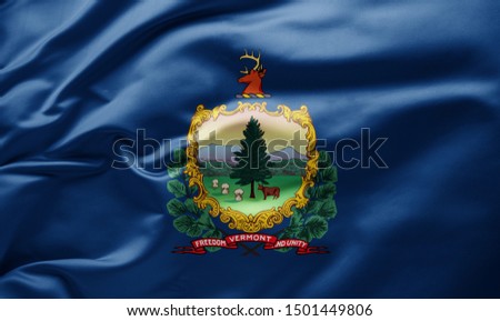 Waving state flag of Vermont - United States of America
