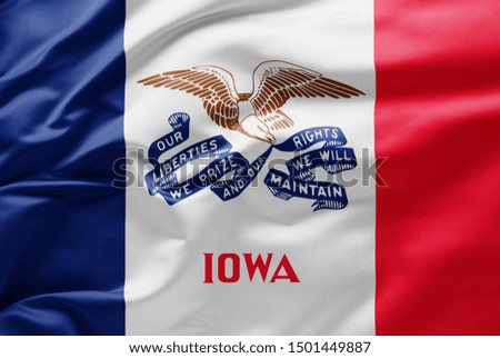 Waving state flag of Iowa - United States of America