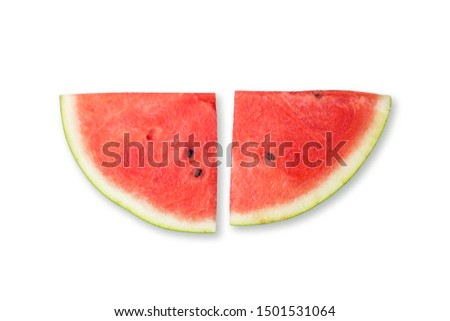 Sliced of watermelon isolated on white background. Top view, summer or food concept