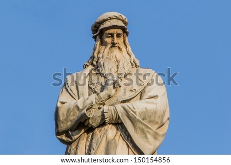 Statue of Leonardo da Vinci in MIlan Royalty-Free Stock Photo #150154856