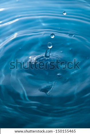 The round transparent drop of water, falls downwards... 