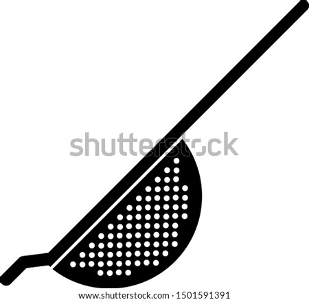 Black Kitchen colander icon isolated on white background. Cooking utensil. Cutlery sign.  Vector Illustration