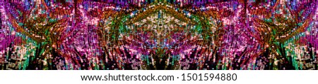 Panorama glance background made of two-sided sequins. Glamour multicolored golden sparkling background. Party concept.