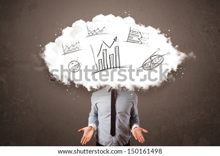 Elegant business man cloud head with hand drawn graphs concept