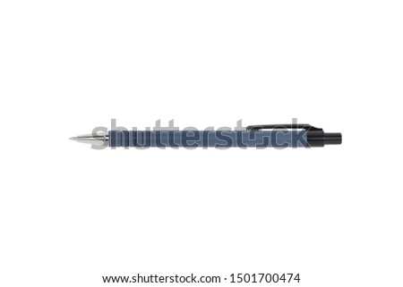 automatic plastic ballpoint pen isolated on white background
