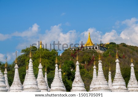 Sandamani Pagoda, a Buddhist stupa located southwest of Mandalay Hill, as a memorial to Mindon Min's younger brother, Kanaung Mintha, Mandalay, Myanmar