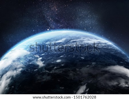 Earth planet. Abstract wallpaper. Ocean and clouds in atmosphere. Blue space art. Civilization. Elements of this image furnished by NASA