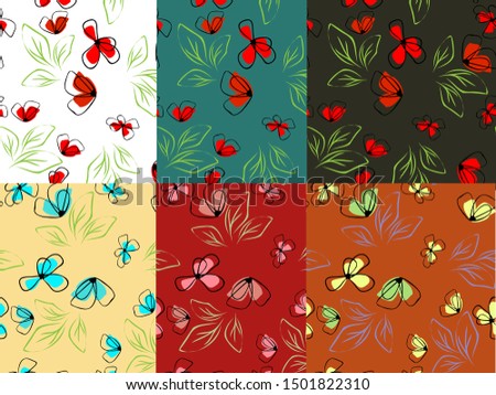 Beautiful flowers, great design for any purposes. Vintage abstract pattern with flowers on colorful background. Seamless vector floral pattern. Botanical art. Seamless fabric texture print