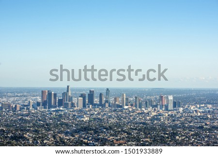 Los Angeles, California, USA downtown cityscape at cloudy day