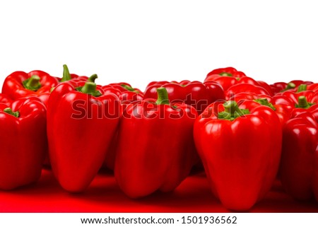 Fresh red bell pepper isolated on white background. Copy space.