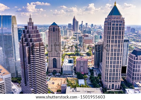 Aerial view downtown Atlanta skyline Royalty-Free Stock Photo #1501955603