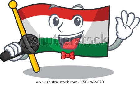 Singing flag hungary isolated with the cartoon