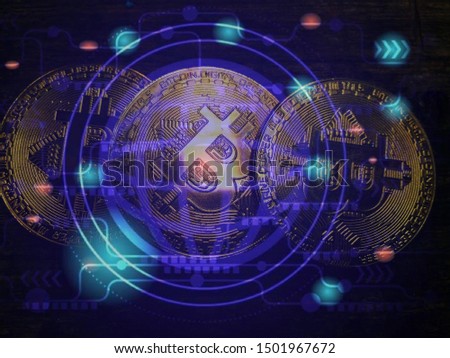 Btc gold symbol business dig digital market Cryptocurrency Technology vector background