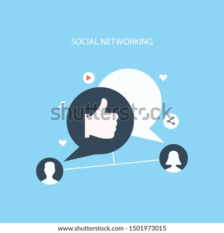 Flat vector concept of social media network, digital communication, chatting