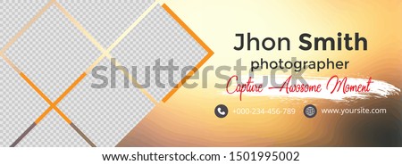 Template cover and banner social media for photography, template design with abstract shapes, white and black color design, template with blur background