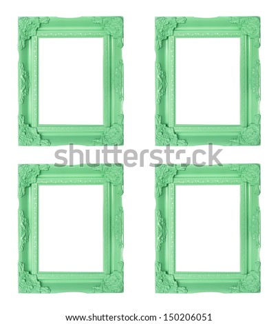 Four  green picture frames