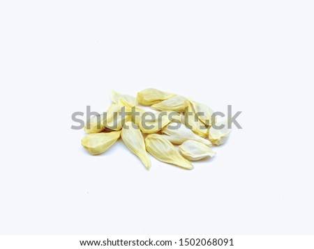 A picture of orange seed's on white background