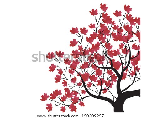 vector set - decorative tree and red leaves