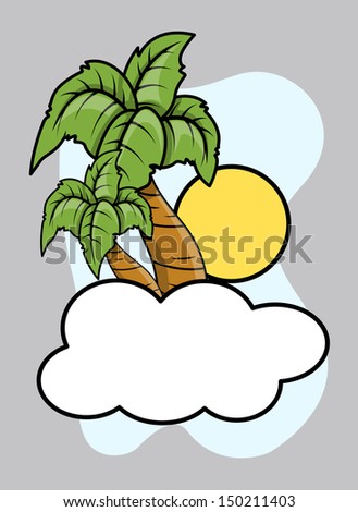 Cloud Island - Vector Cartoon Illustration