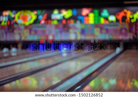 Blurred background of a tenpin bowling alley