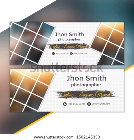 Template cover and banner social media for photography, template design with abstract shapes, white and black color design, template with blur background