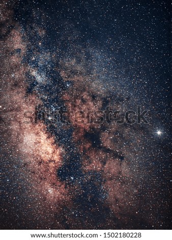 Details of the Milky Way with nebulae clouds