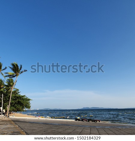 beautiful sea and bluesky landscape with coconut tropical in summer