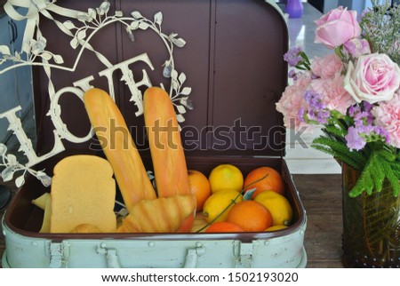 Beautiful fruit and bread decorating
in order to decorate