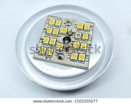 A picture of LED lights on white background