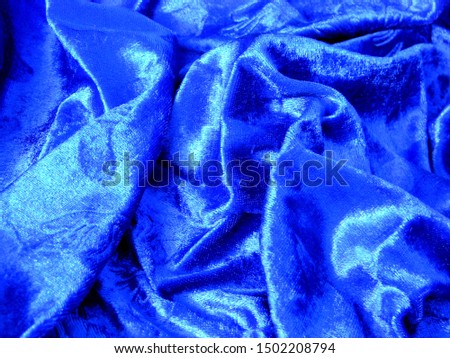 Texture, background. template. Velour fabric blue. ultramarine. velvet. Fabrics for clothes, furniture and curtains
