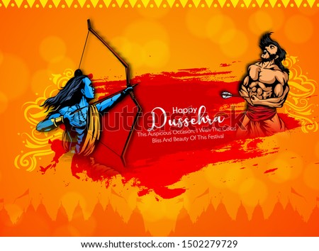 Dussehra festival Shopping sale banner or poster design Lord Rama killing Ravan in Navratri festival of India Happy Dussehra celebration