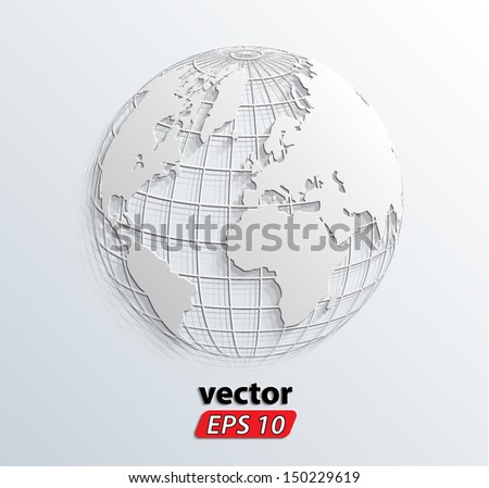 3d white relief world globe/ vector illustration eps 10