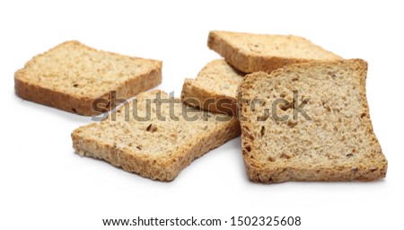 Toast slices with seeds isolated on white background