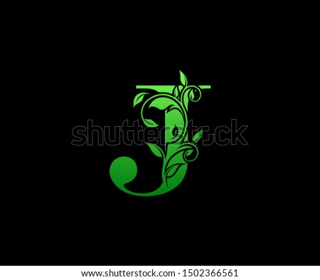 Nature letter J leaf icon logo design concept, floral logo icon design.