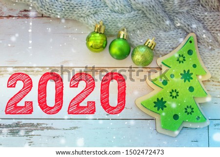 2020. New year background. The numbers 2020. Christmas decoration.