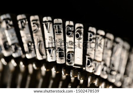 typewriter character keys macro close up